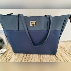Freshly Picked Everyday Tote Diaper Bag Navy Blue Faux Leather Insulated Pocket